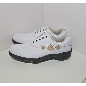 FootJoy NWOB eComfort Argyle Stitch White Women's Spiked Golf Shoes Size 5.5